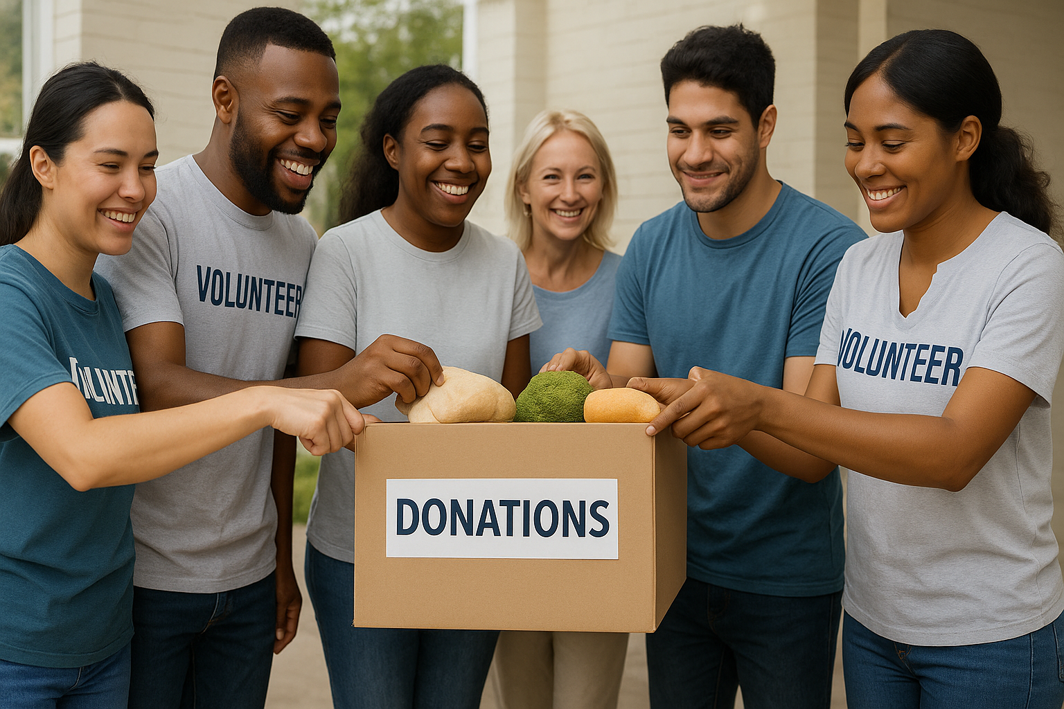 Volunteers giving donations